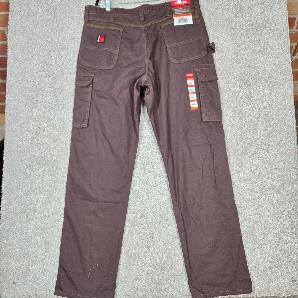 Wrangler Riggs Mens 38x34 Workwear RIPSTOP Ranger Brown Cargo Pants Relaxed NEW